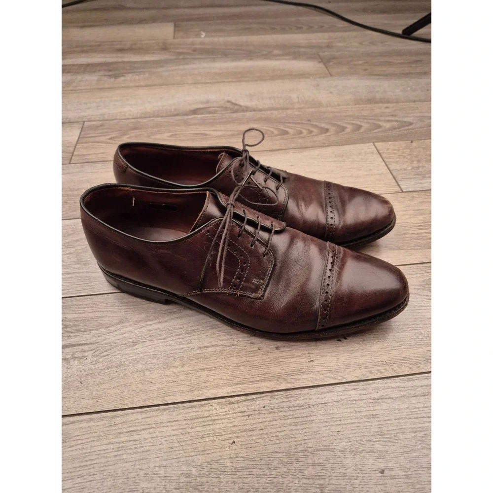 Allen Edmonds Fifth Avenue Brown‎ Leather Cap Toe Brogue Derby Shoes Mens 10.5 D